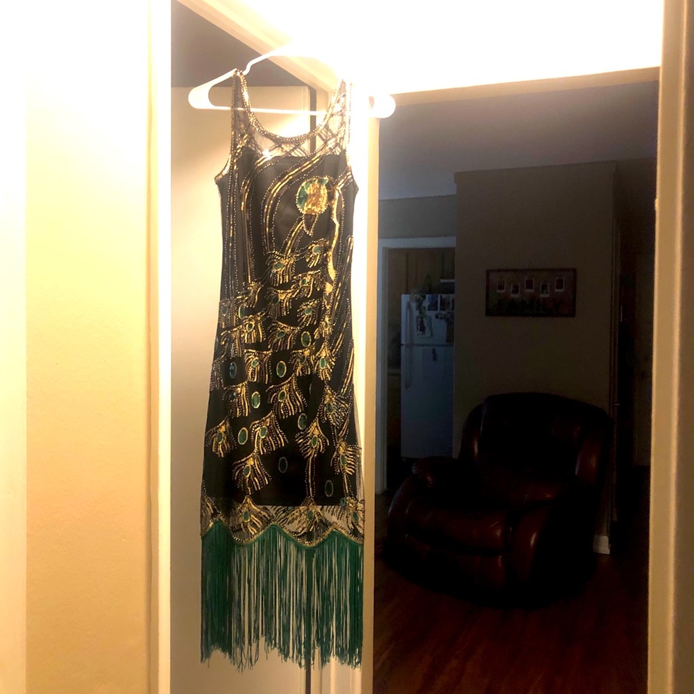 Via’s Vintage sequin peacock flapper dress